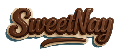SweetNay chocolate-brown script wordmark